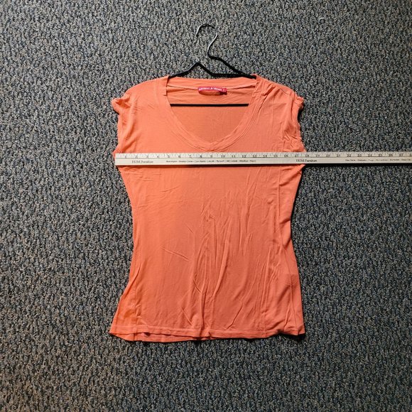 Tangerine Orange Krimson Klover  V Neck Tee Size Small - Picture 12 of 12